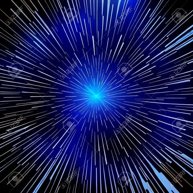Speed warp vector background. Efeito de zoom de guerras de estrelas do hiperespaço do radiador