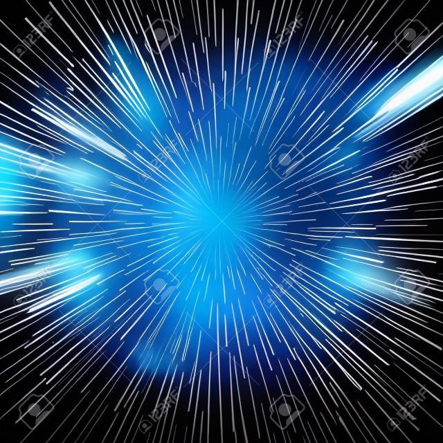 Speed warp vector background. Radiator hyperspace star wars zoom effect