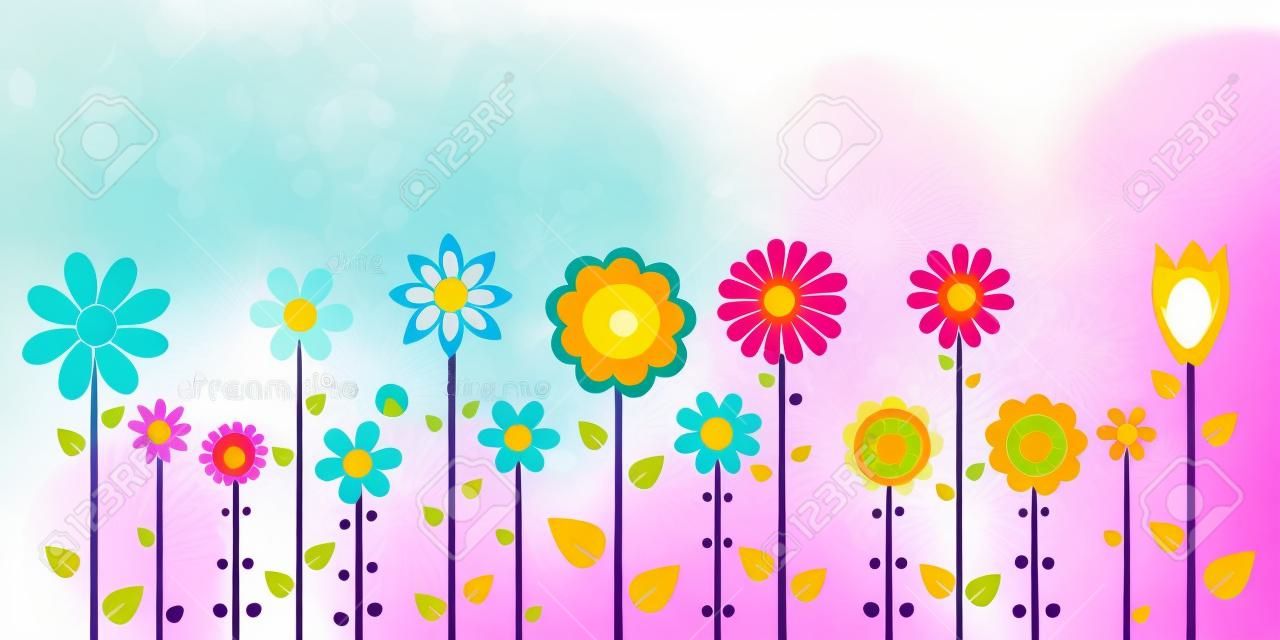 kolorowe wiosenne kwiaty ilustracji wektorowych