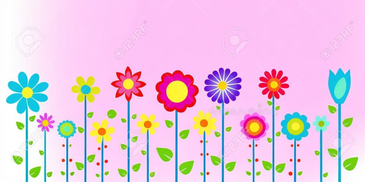 萬紫千紅的春天的花朵矢量插圖