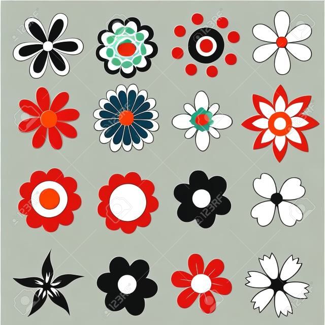 silhouettes of simple vector flowers