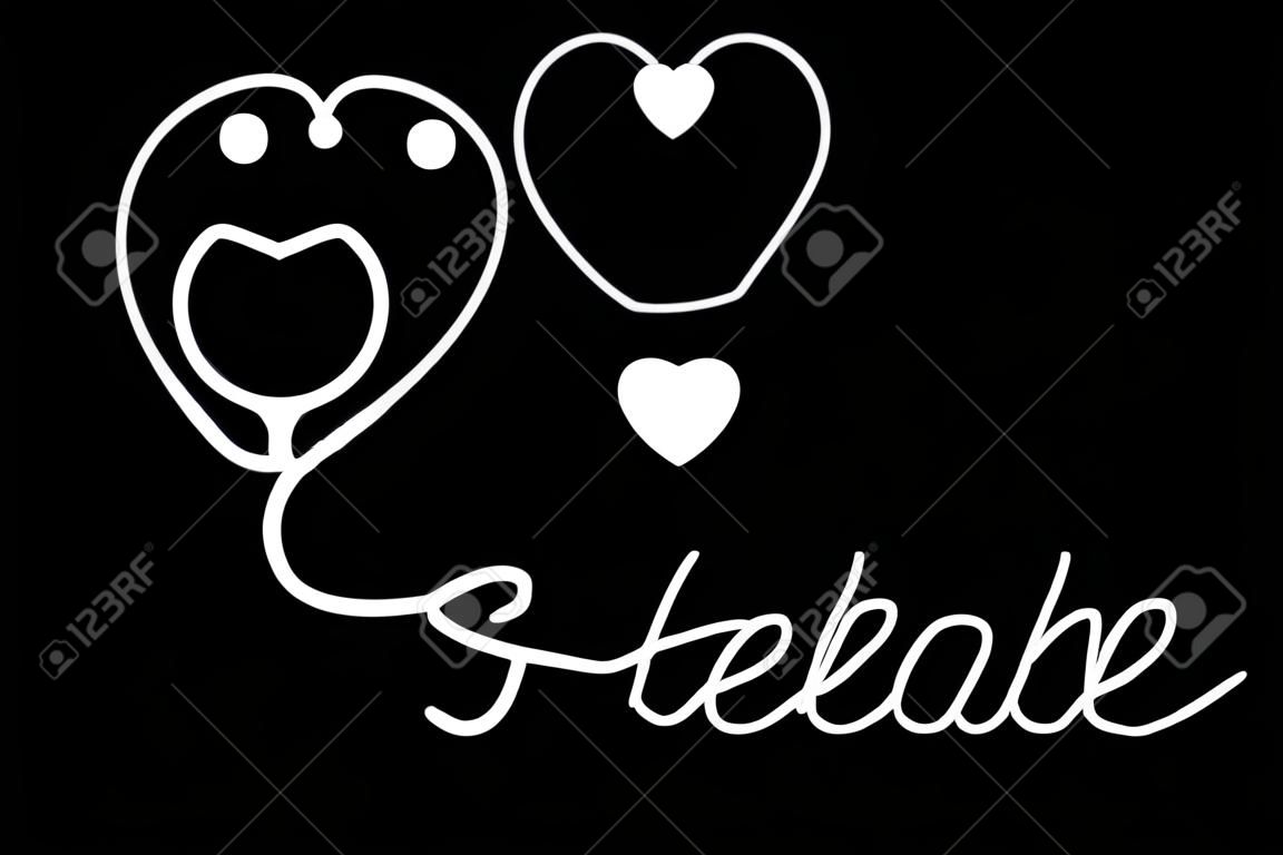 stethoscope with heart, medical symbol, vector