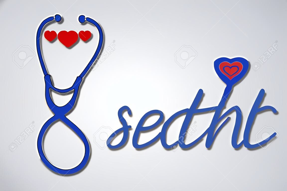 kalp, tıbbi sembolü, vektör ile stetoskop
