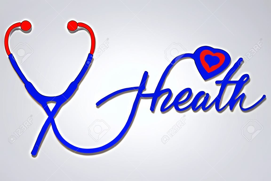 kalp, tıbbi sembolü, vektör ile stetoskop