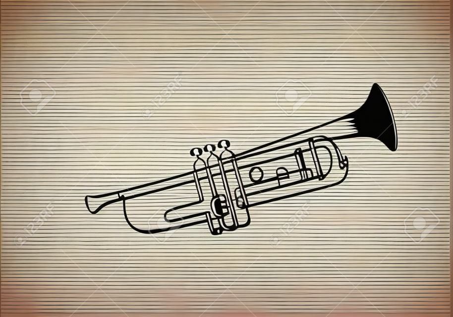Musical trumpet sketch colorful vintage Royalty Free Vector