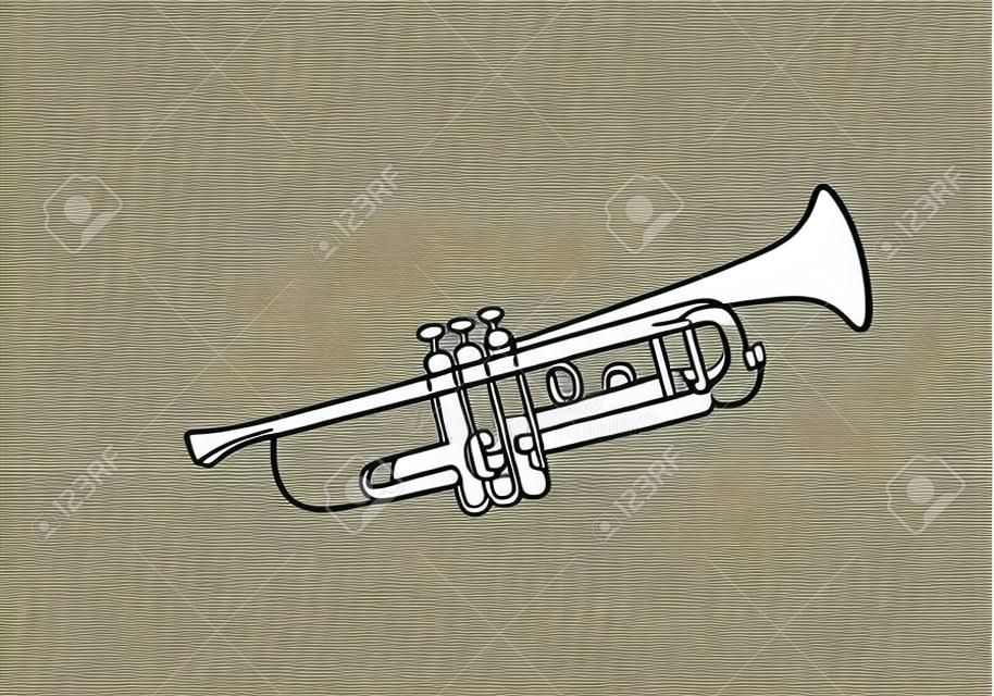 트럼펫 음악 악기의 연속적인 한 줄 그림. 벡터 일러스트 레이 션 단순 디자인입니다.