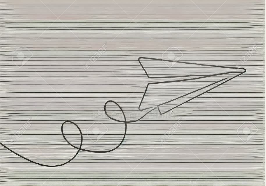 Avion en papier, symbole créatif. Dessin continu d'une ligne, style minimaliste. illustration vectorielle concept de créativité.