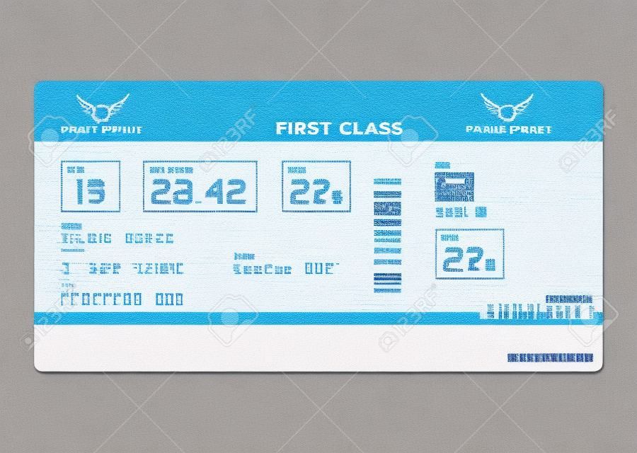First class Bordkarte oder Flugticket mit destination