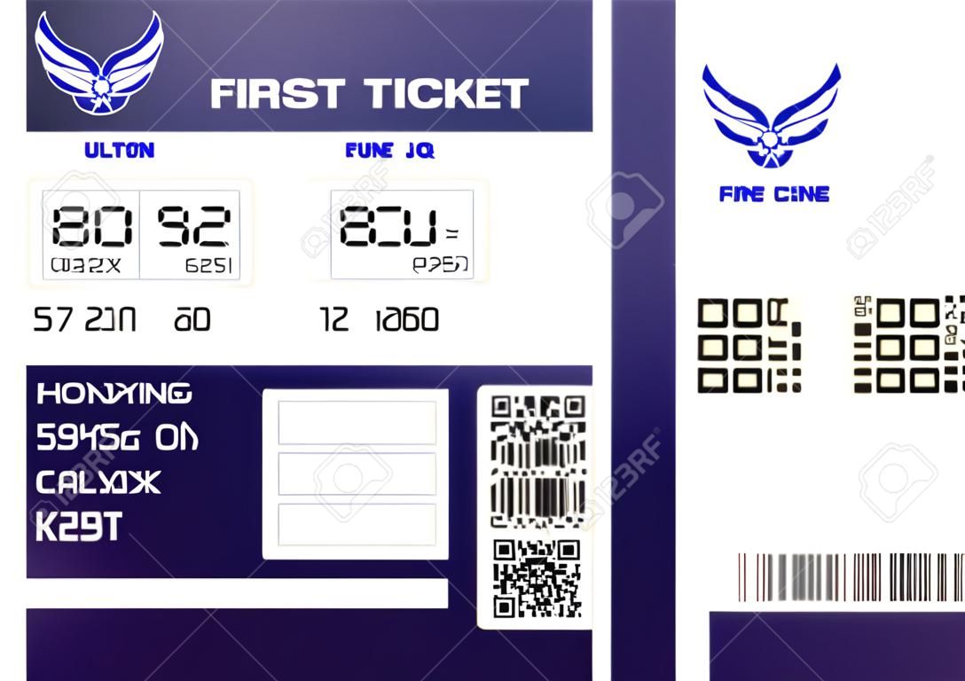 Fake plane ticket with scan smart barcode modern QR code