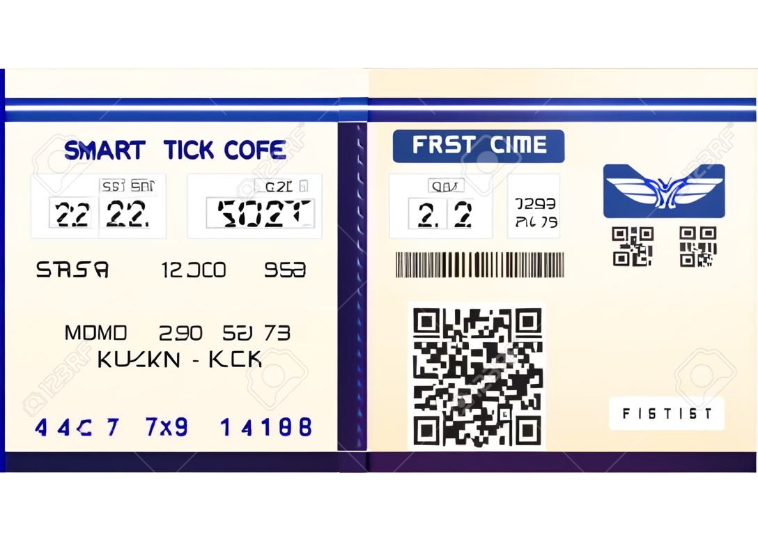 Fake plane ticket with scan smart barcode modern QR code