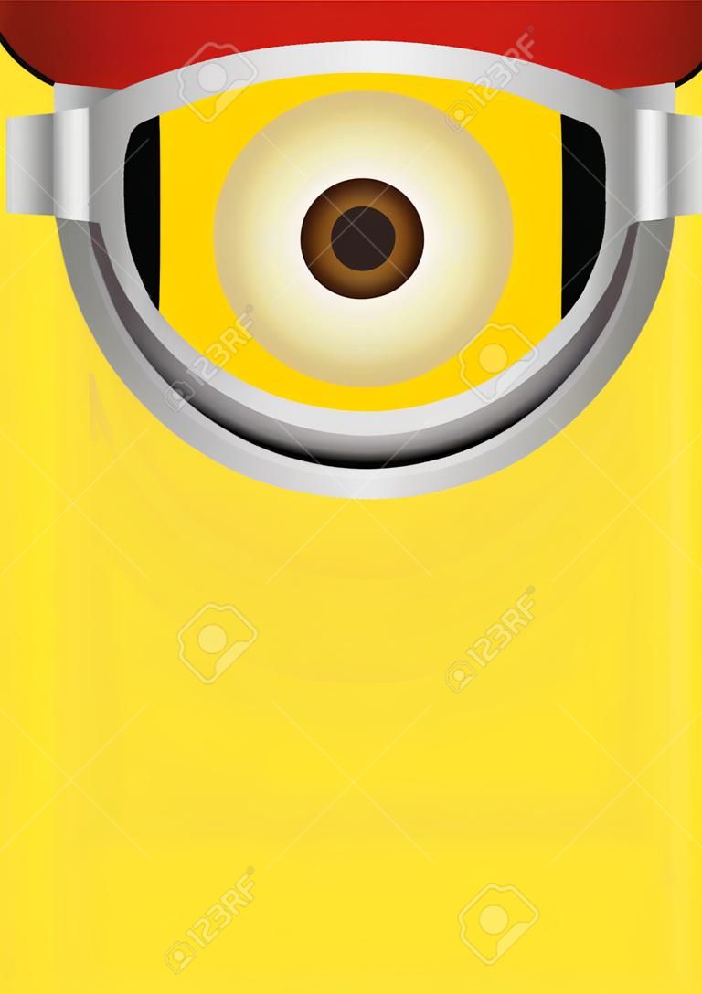 Vector illustration of goggle with cyclops on yellow color background.