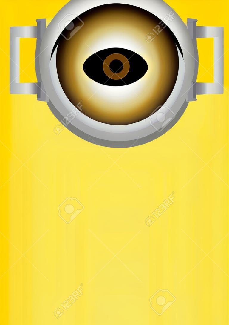 Vector illustration of goggle with cyclops on yellow color background.