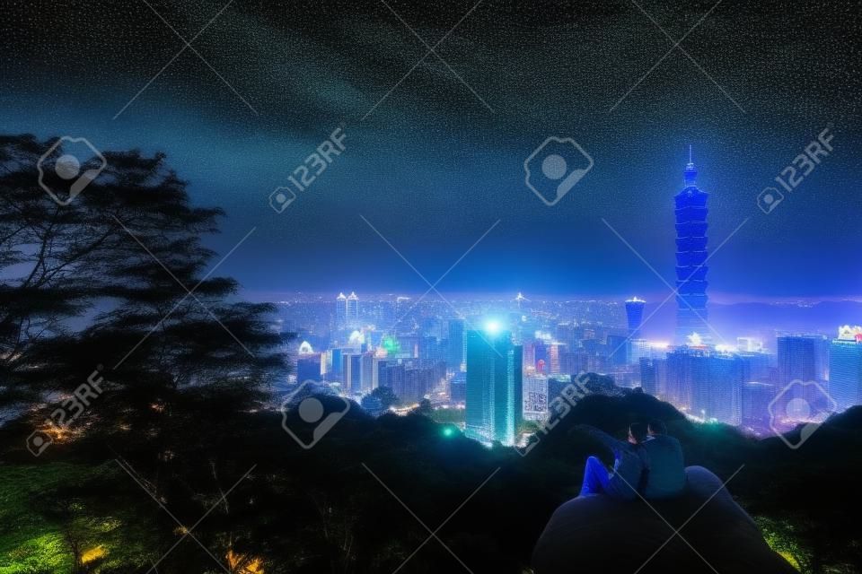 The beautiful night view of taipei skyline at night, Taipei, Taiwan