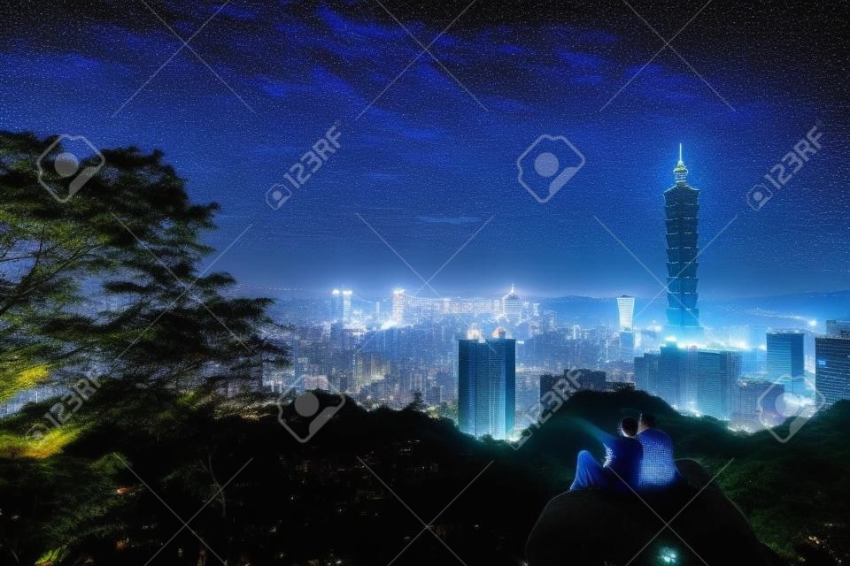 The beautiful night view of taipei skyline at night, Taipei, Taiwan