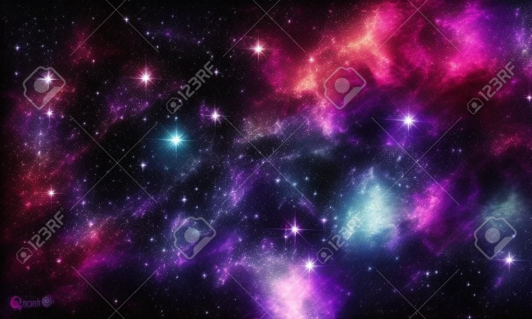 Starry Nebula. Colorful Outer Space background. illustration