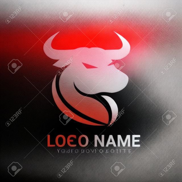 Tête de silhouette de taureau rouge. Création de logo de taureau moderne.
