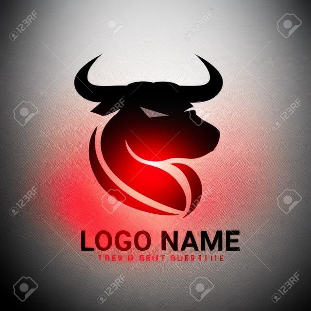 Testa della siluetta del toro rosso. Design moderno del logo del toro.