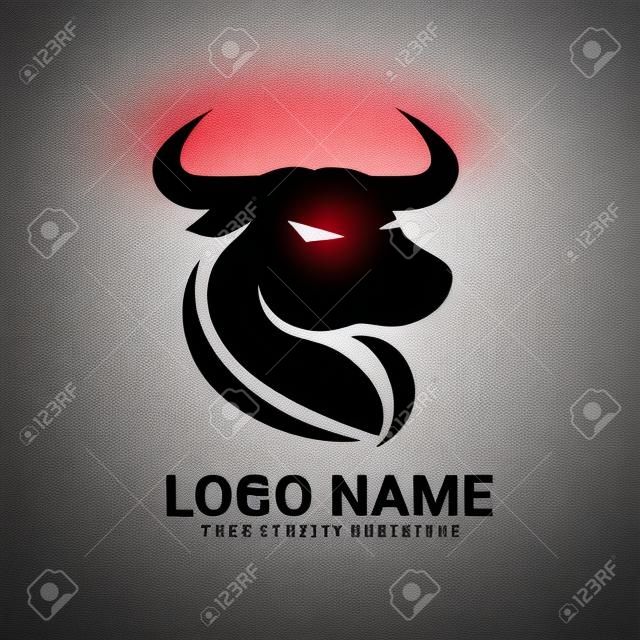 Cabeza de silueta de toro rojo. Diseño de logotipo de toro moderno.