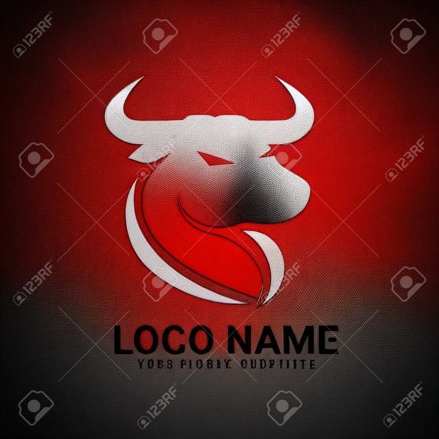 Red bull silhouette head. Modern bull logo design.