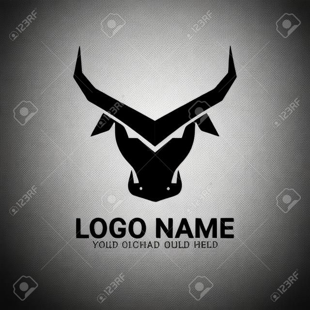 Black bull head silhouette.Modern bull logo design.