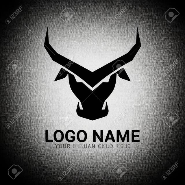 Black bull head silhouette.Modern bull logo design.