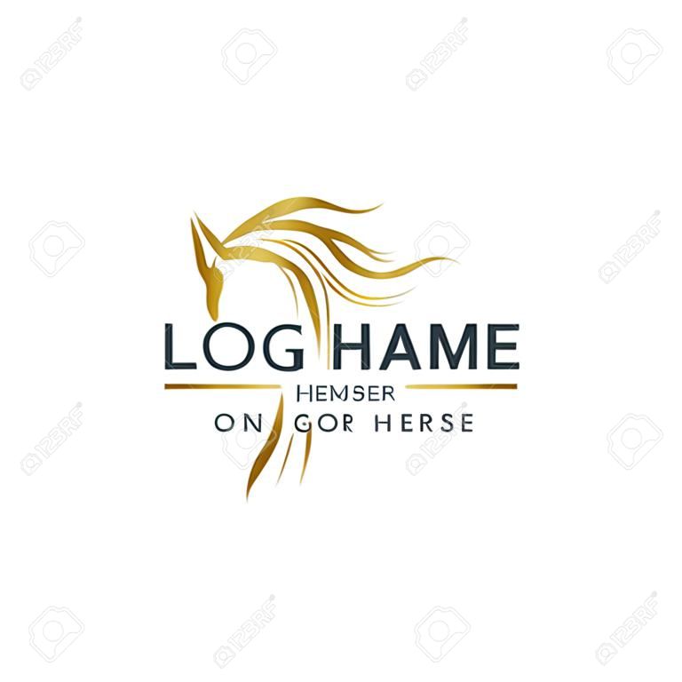 Projektowanie logo nowoczesny złoty koń streszczenie. Projektowanie logo zwierząt. Edytowalny projekt logo