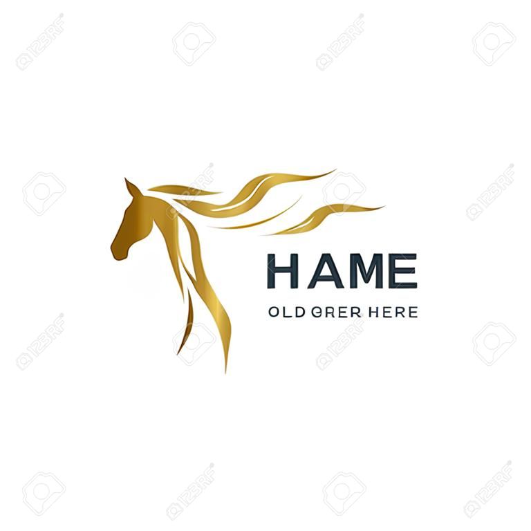 Création de logo de cheval abstrait or moderne. Création de logo animalier. Création de logo modifiable