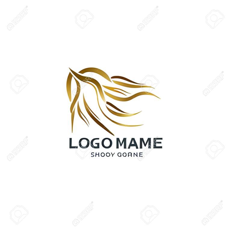 Projektowanie logo nowoczesny złoty koń streszczenie. Projektowanie logo zwierząt. Edytowalny projekt logo