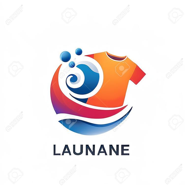 Modern laundry logo design. Editable logo design
