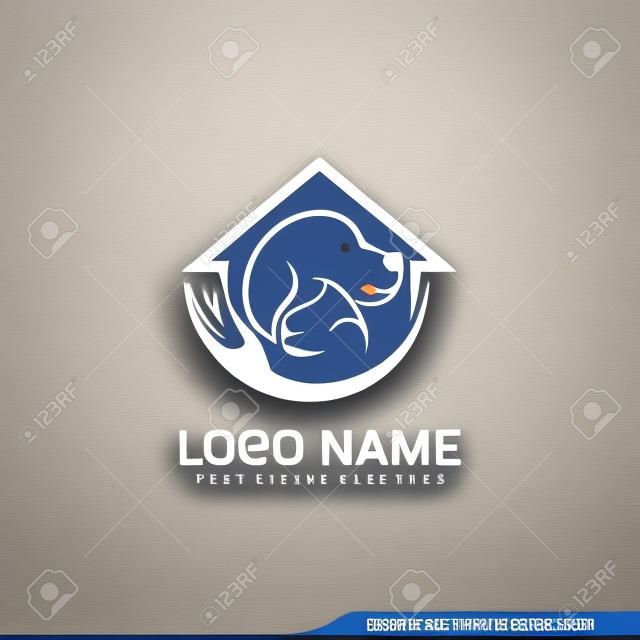 Pets care logo design with modern shape editable logo design