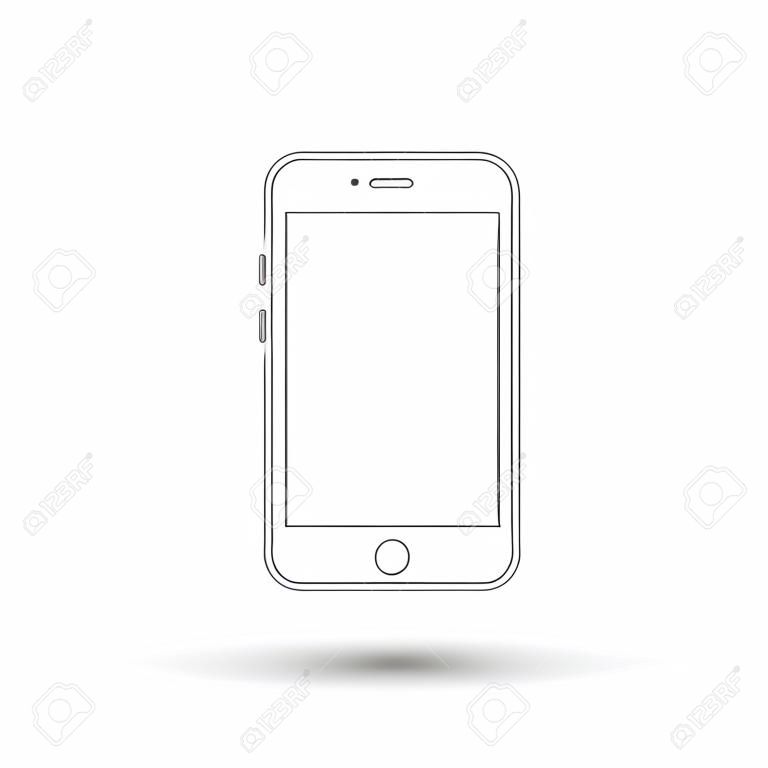 smartphone line icon , vector illustration of cellphone