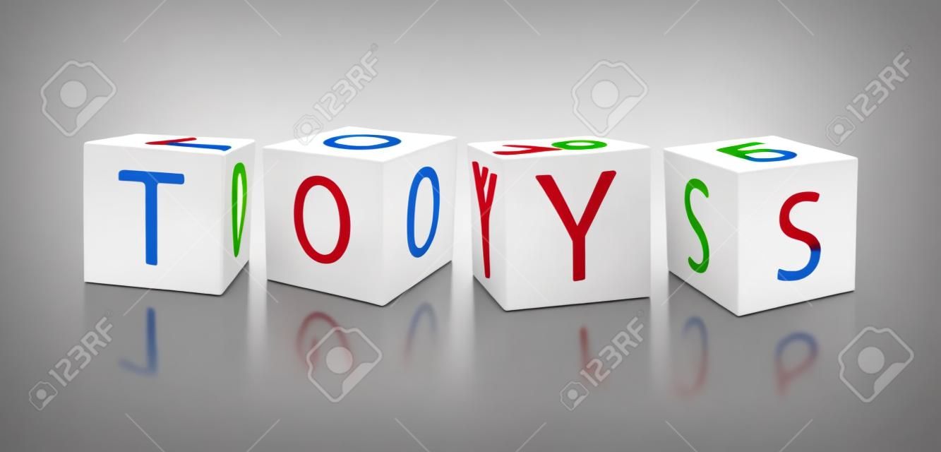 juguetes palabra compuesta a partir de cubos de letras. ilustración de fondo aislado onwhite