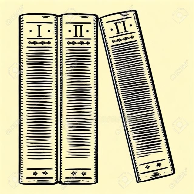 Illustration de croquis de vecteur - trois livres d'affilée