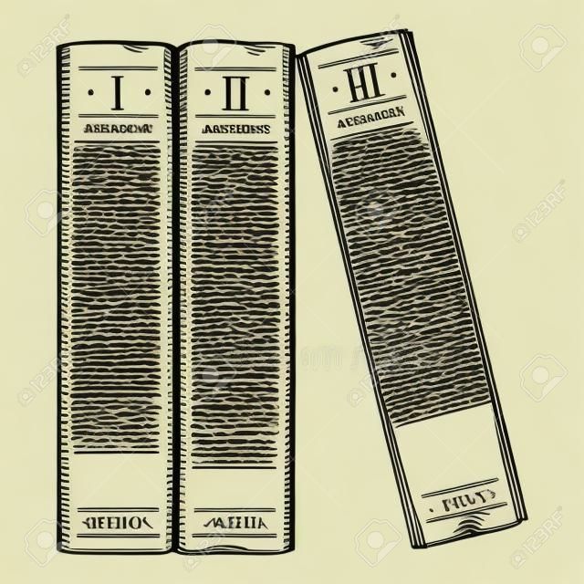 Vector Sketch Illustration - Three Books in a Row