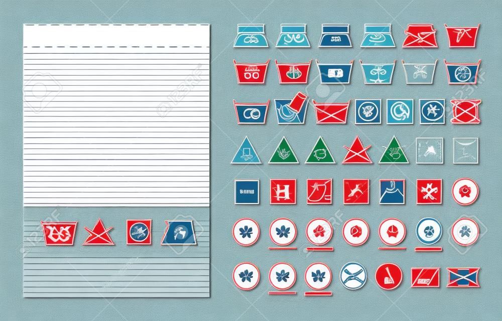Textile szablon etykiety i symbole prania (ikony pralnia)