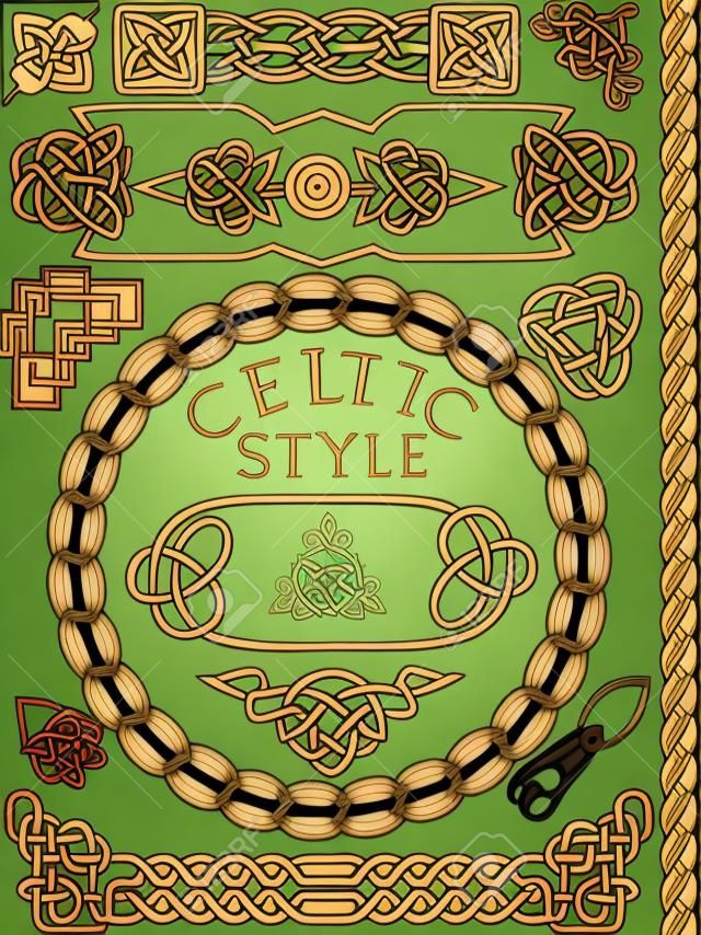 Set of elements of design in Celtic style - a vector