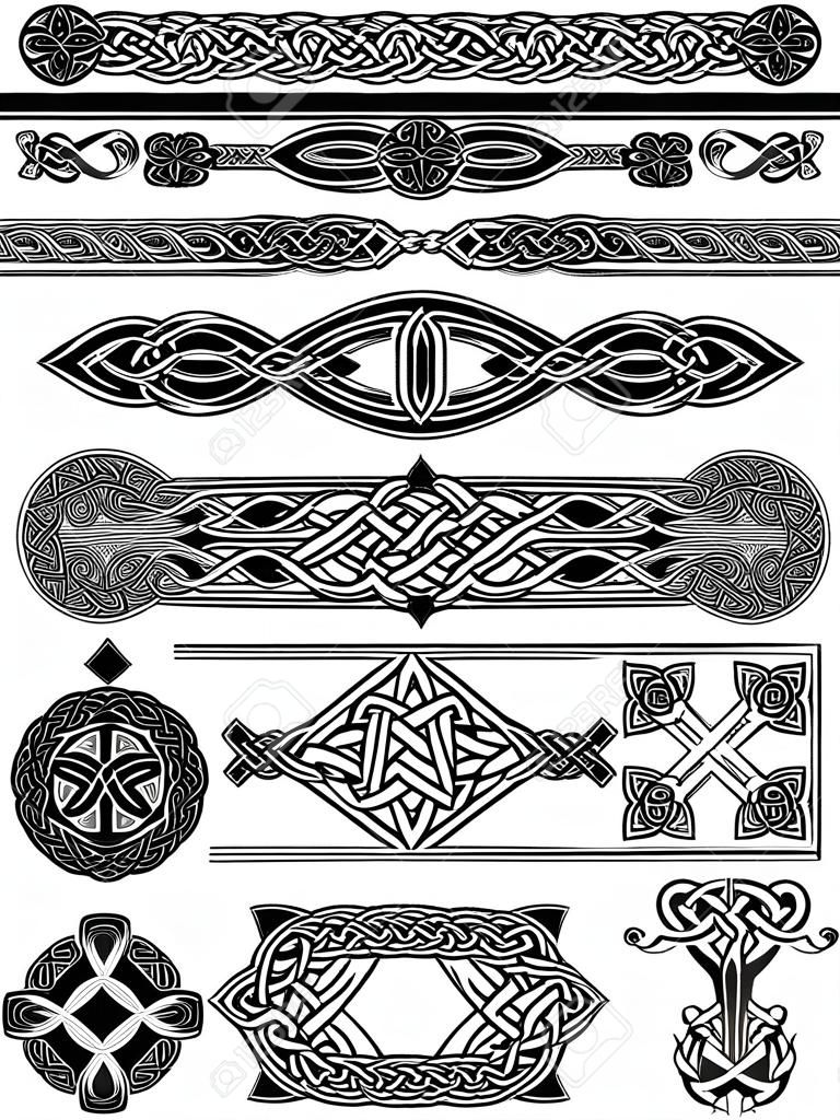 Set di elementi di design in stile celtico - un vettore