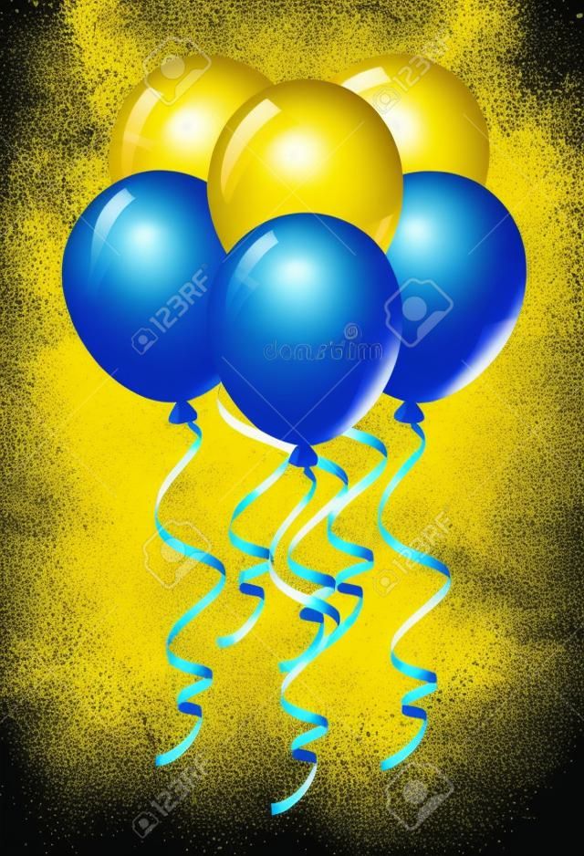 Brillante globos amarillos y azules de la bandera estilizada de Ukraine.Vector ilustración
