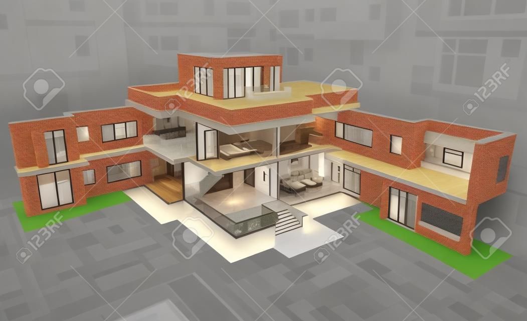 The project of residential house  3D image 