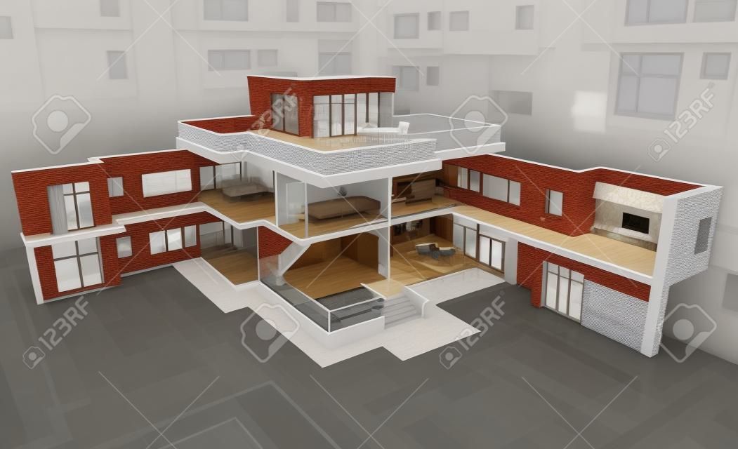 주거 집의 3D 이미지의 프로젝트