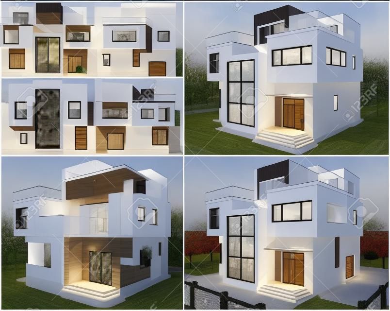 The project of residential house. 3D image.