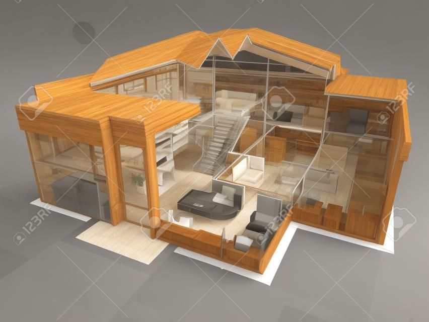 Negozio di mobili all'interno di visualizzazione 3D