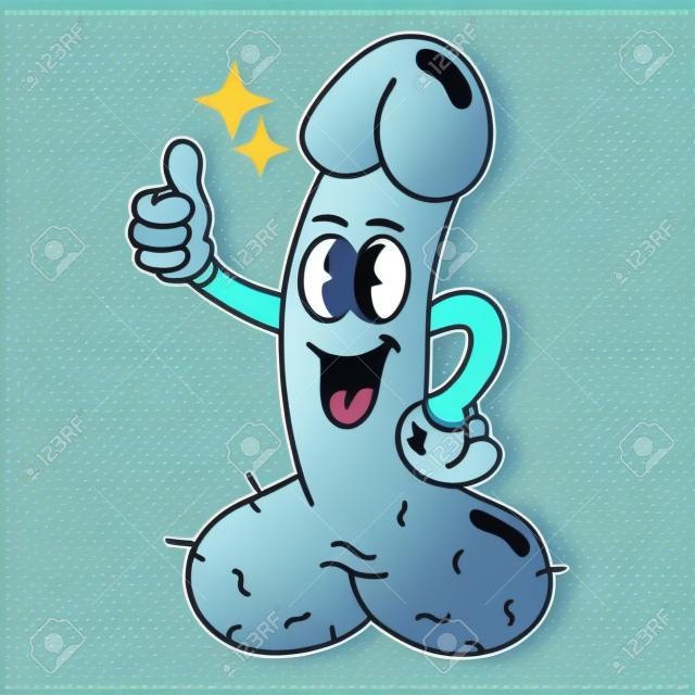 vector illustration of cute male genital cartoon character. very suitable for stickers