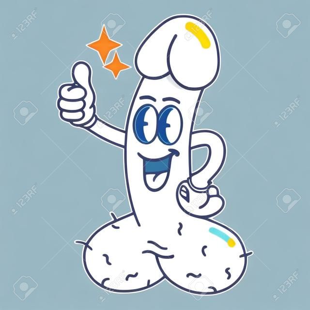vector illustration of cute male genital cartoon character. very suitable for stickers