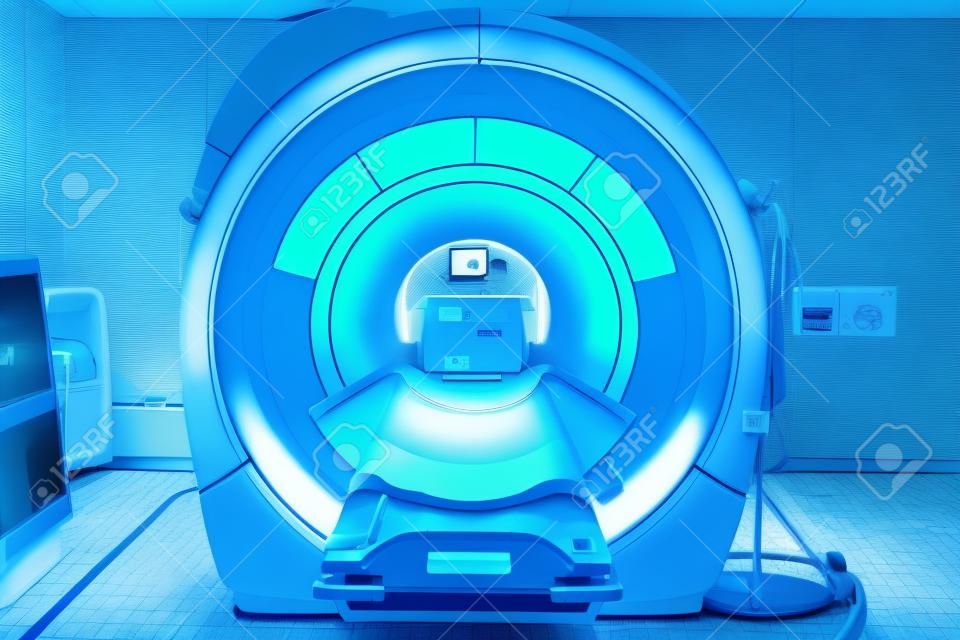 sala de resonancia magnética en el hospital toma con iluminación de arte y filtro azul