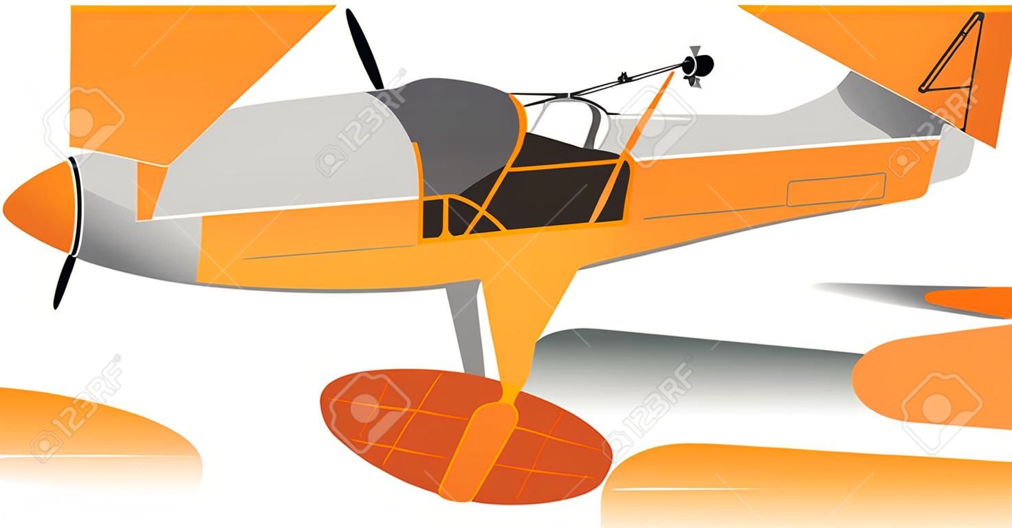Light single-engine aircraft small aircraft. Vector illustration.