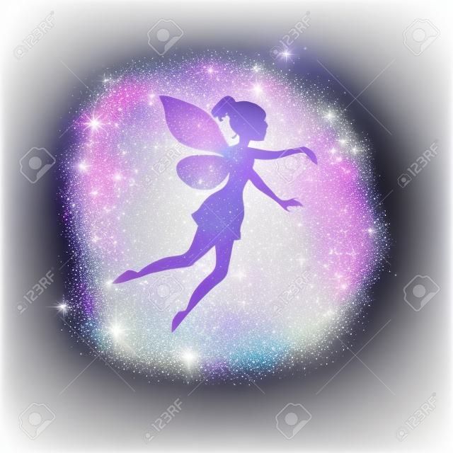 Magical fairy with dust glitters. White background.