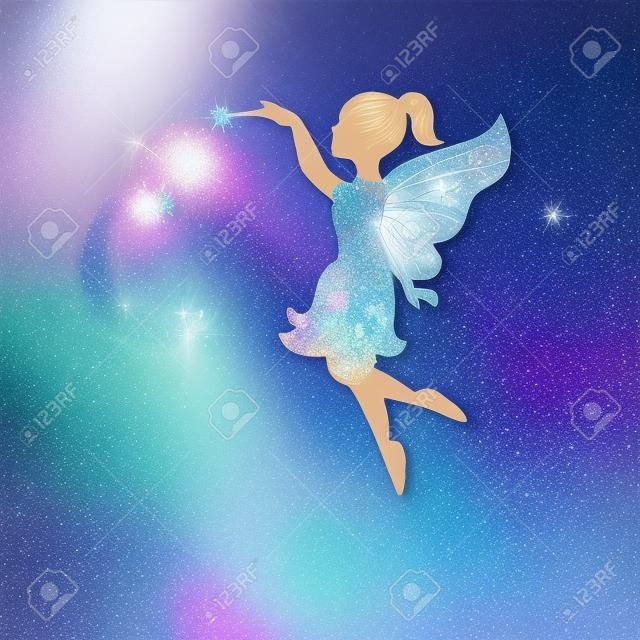 Magical fairy with dust glitters