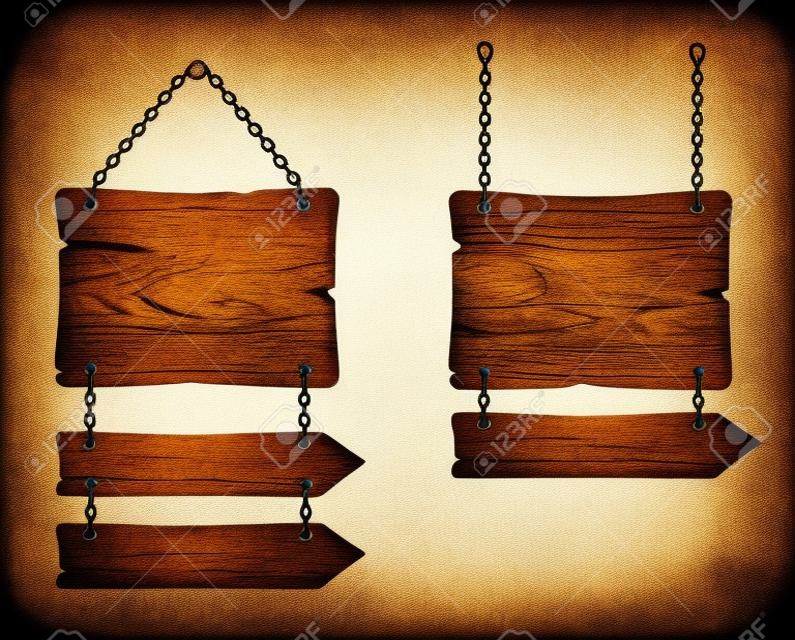 wooden sign on the chains. vector