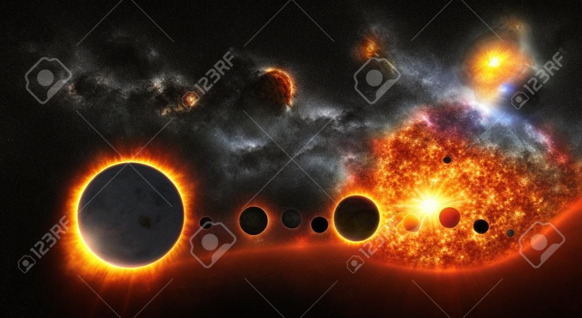 Il rendering 3d dell'universo solare per contenuti scientifici o educativi.